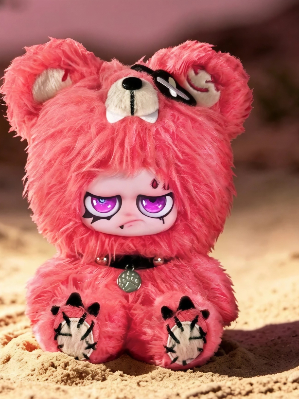 Fickle Bear character from the DOKUNO Battle in Jungle Series Plush Pendant